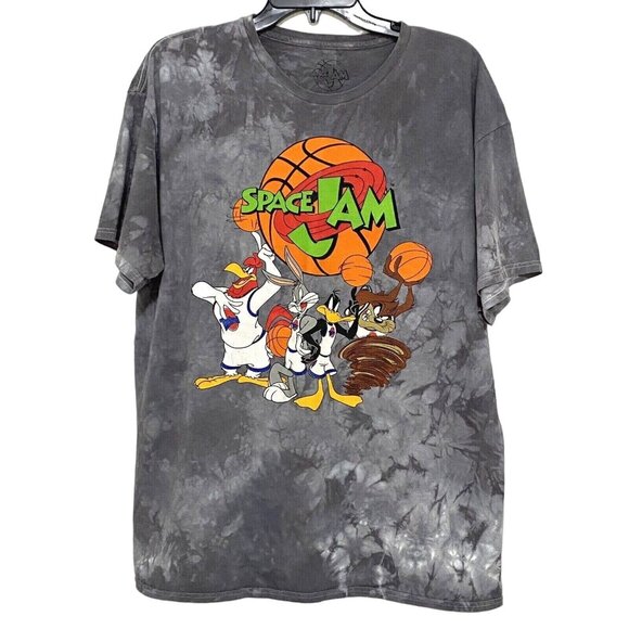 Space Jam T-Shirt L Gray Basketball Looney Tunes Bugs Bunny Daffy Duck Cartoon - Picture 2 of 4
